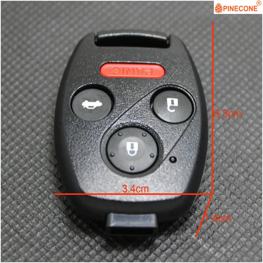 PINECONE для Honda Accord Civic Crv CR-V Odyssey Pilot Автомобильный ключ чехол 3+ 1 кнопки не режущее лезвие Замена дистанционного ключа автомобиля оболочки Pad B