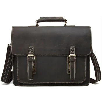 

BOLEKE Genuine Leather Bag Men Briefcase Crazy Horse Leather Laptop Computer Bag Business Handbag Coffee Messenger Bag Bolsa Hom