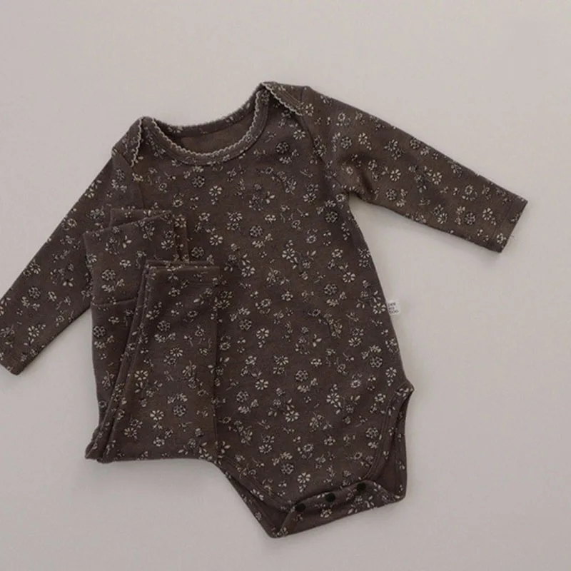 MILANCEL Newborn Baby Pajama Set Homewear Floral Bodysuit Suit