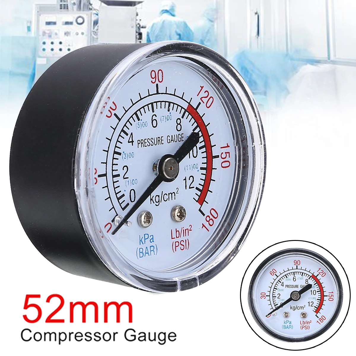 0-180PSI Air Compressor Pneumatic Hydraulic Fluid Pressure Gauge 0-12Bar CYN 