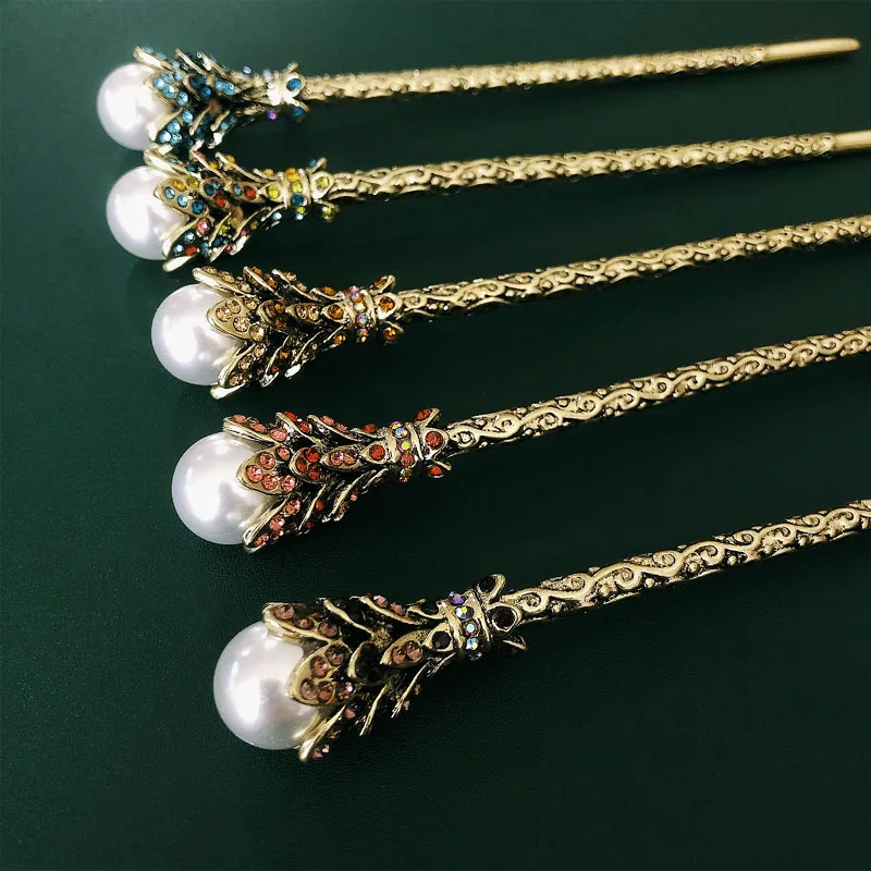 muylinda Vintage Simulated Pearl Hair Sticks Hairs Clip For Bride Crystal Rhinestone Hairpin Headwear Accessories Jewelry