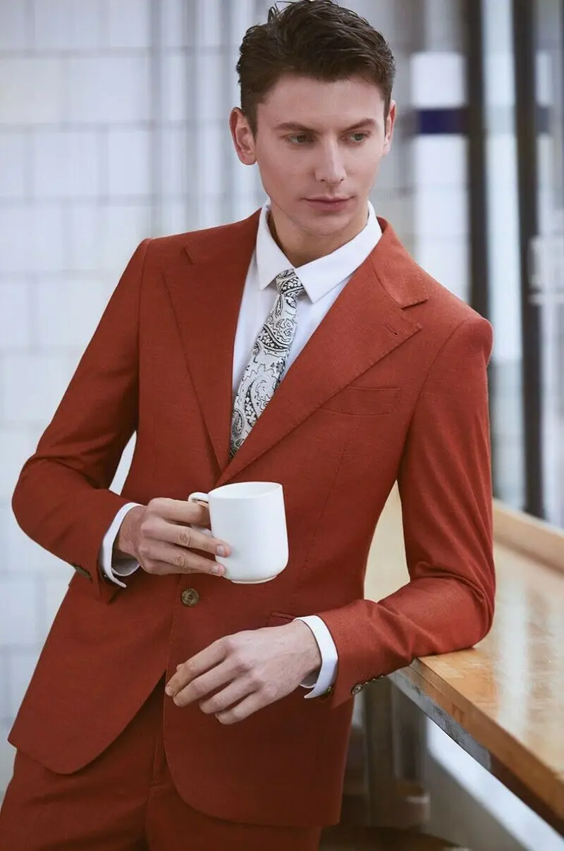 Simple-Orange-Men-s-Suits-Blazer-2PCS-Tuxedos-Business-Groom-34-56W-Custom (1)