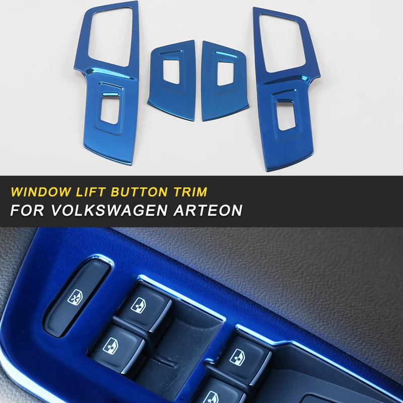 

Car Styling Window Control Panel Lift Button Cover Sitcker Frame Chrome Trim Accessories For VW Volkswagen Arteon 2019
