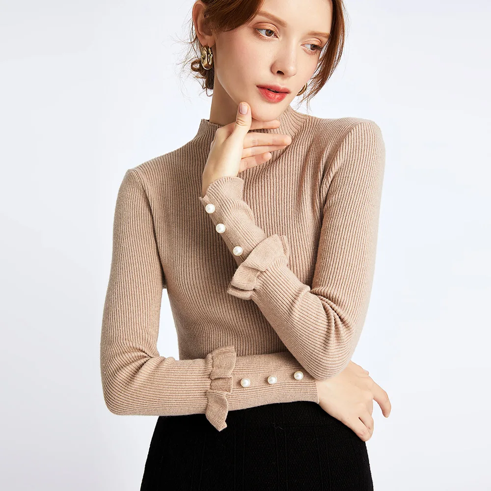 

HLBCBG Lurex Glitter Knitted Sweater Women Autumn Winter Basic Pullover Sweater Top High Elasticity Ladies Silm Jumper