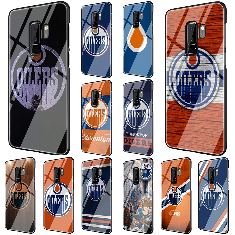 

EWAU Edmonton Oilers Tempered Glass Phone Cover Case For Samsung Galaxy S7 edge S8 9 10 Plus Note 8 9 10 A10 20 30 40 50 60 70
