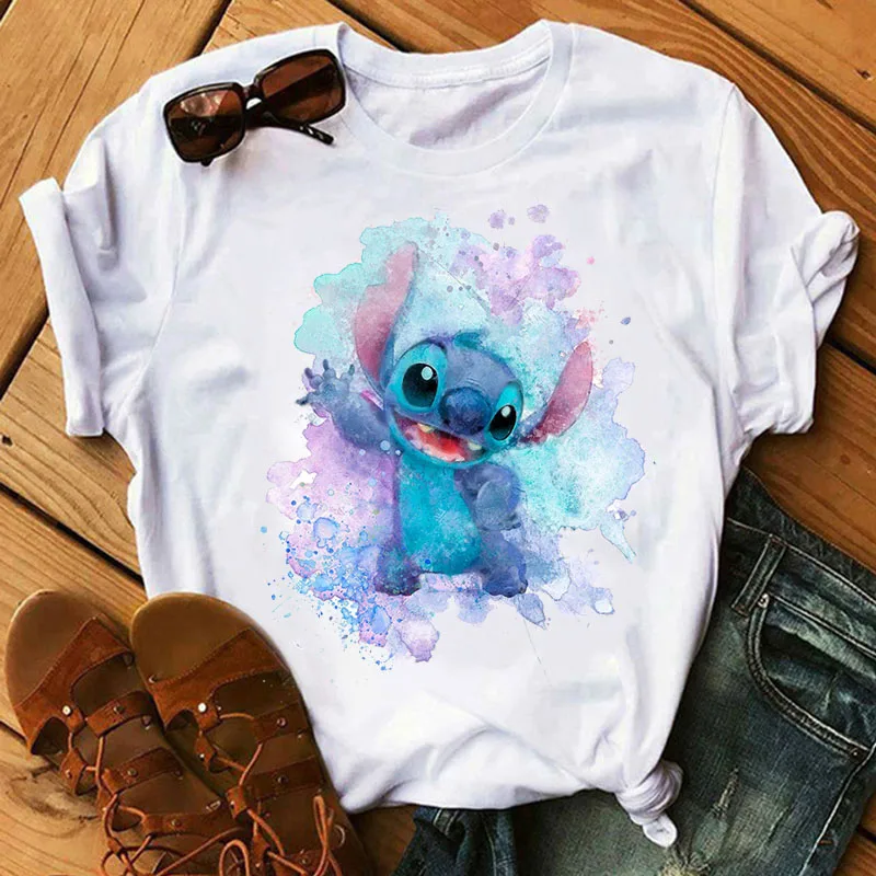 Женские футболки Lilo Stitch Harajuku Kawaii, модная футболка с милым мультяшным принтом, Женские повседневные топы, футболки, одежда для женщин - Цвет: WT0150