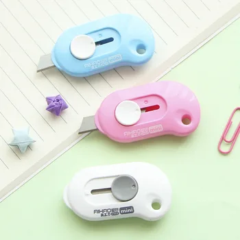 

1 Pc Solid Color Mini Portable Utility Knife Paper Cutter Cutting Paper Razor Blade Office kawaii Stationery Escolar Papelaria
