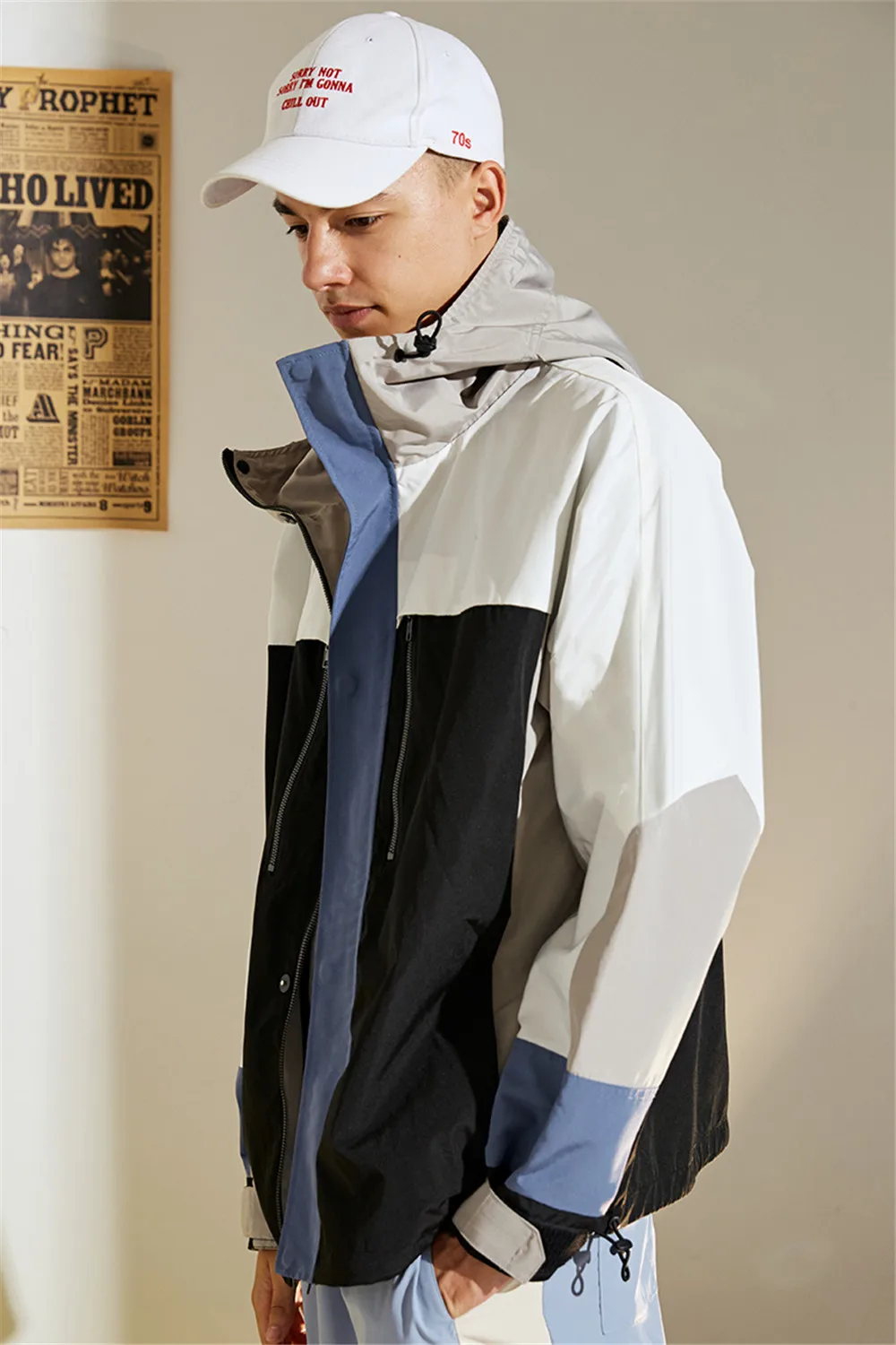 

Raibaallu New Fashion 2019 Jacket Hooded Coat for Men Autumn Zipper Jacket Contrast Color Casual MEN'S Jacket outwear