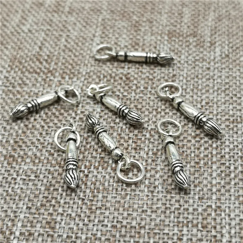 

925 Sterling Silver Brush Charms 3D for Bracelet Necklace