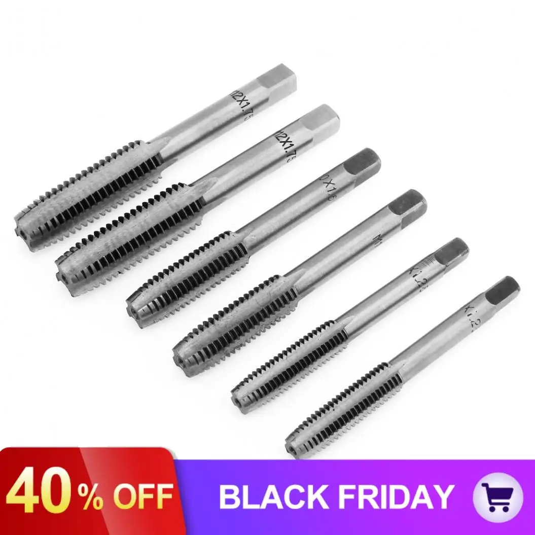 

12pcs Hand Screw Tap Thread Metric Plugs Taps Set M3 M4 M6 M8 M10 M12 Thread Tool Metric Plug Tap Set Straight Flute Drill Set