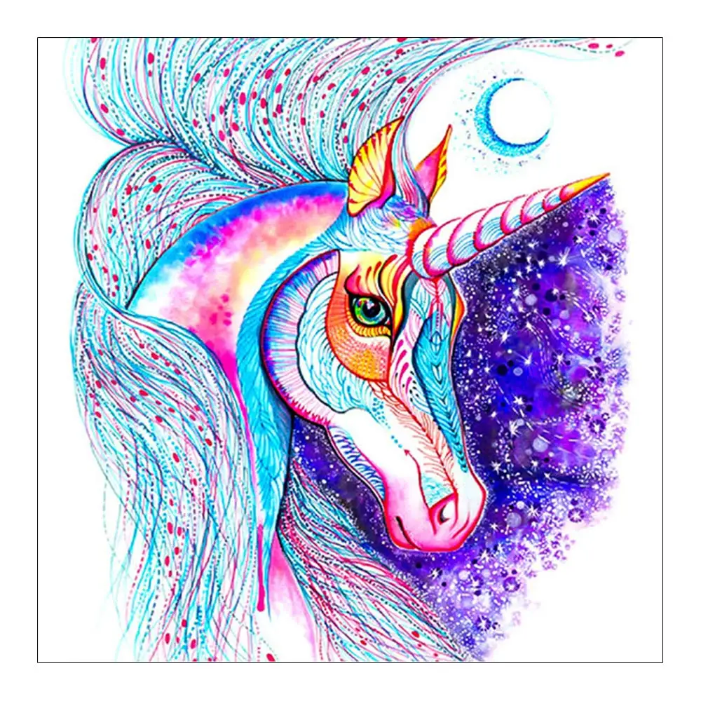 

unicorn Moge Diamond Painting animal cartoon Round Full Drilling Modern simplicity bedroom square New DIY Toy sticking drill cross stitch New 2019 nouveaute moon and star lines Mosaic Embroidery Paintings
