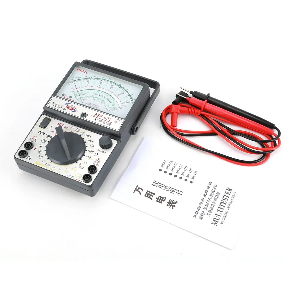 

MF-47L Analog Multimeter DC/AC Voltage Current Meter Infrared Detection Handheld hFE Tester Multitester Buzzer Alarm