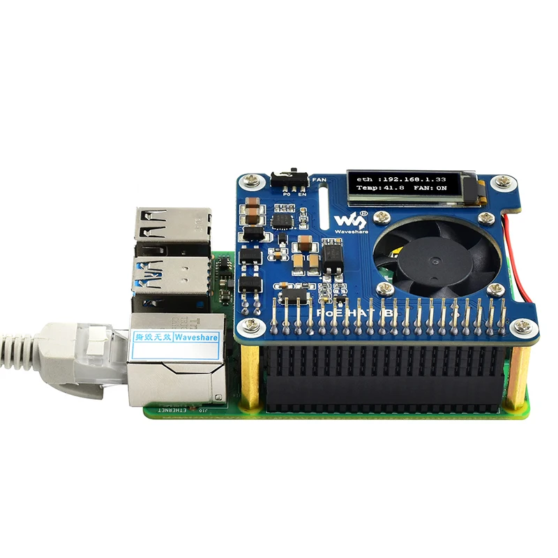 Raspberry Pi Power over Ethernet HAT для 4 Model B / 3B + и 802.3af PoE плата расширения сети с OLED|Аксессуары