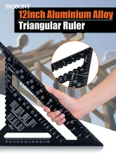  7/12inch Triangle Ruler Metric Square Measuring Ruler Aluminum Alloy Angle Protractor Metric Speed Square Building Tools Gauges 