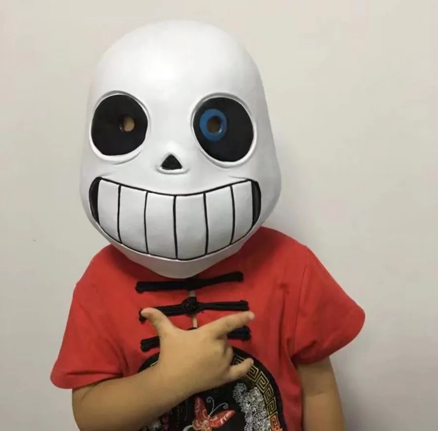 Undertale Sans Косплей Маска латексная маска Undertale Хэллоуин Череп головной убор взрослые дети косплей аксессуар Белый Черный Синий Маска Для Глаз