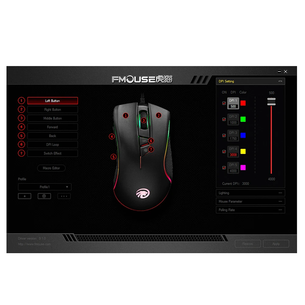 M625 PMW3360 Sensor Gaming Mouse 4000 DPI 4000 FPS 7 Buttons RGB Back light Optical Wired Mice with Fire Key For FPS Gamer