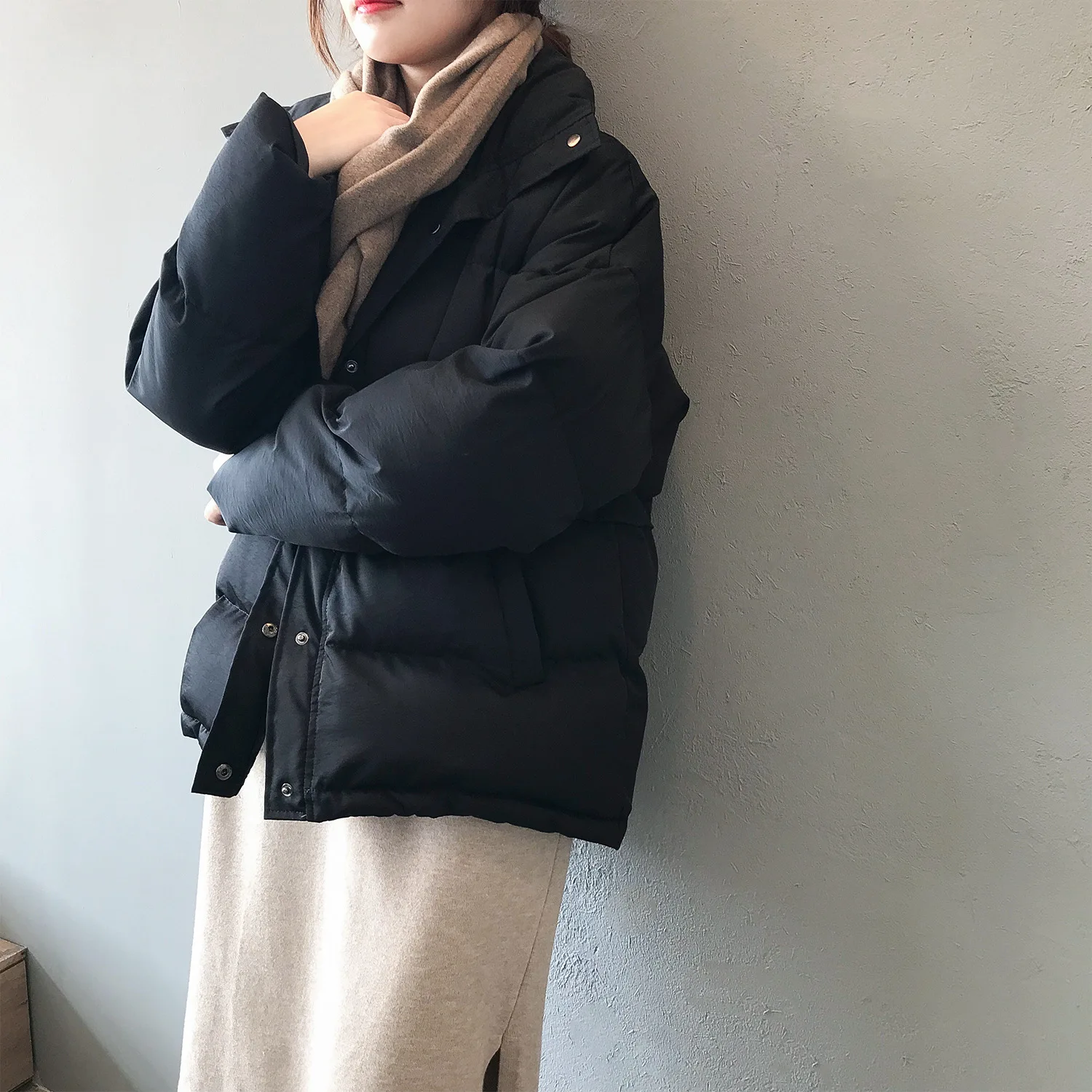 Осенне-зимняя куртка женская парка s HXJJP модное пальто свободная куртка со стоячим воротником Женская парка Теплая Повседневная Пальто размера плюс