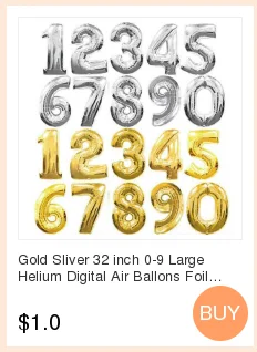 Золотой Серебряный 32 дюймов 0-9 большой гелиевый цифровой Воздушный баллон фольги детские праздник день рождения вечеринка для детей