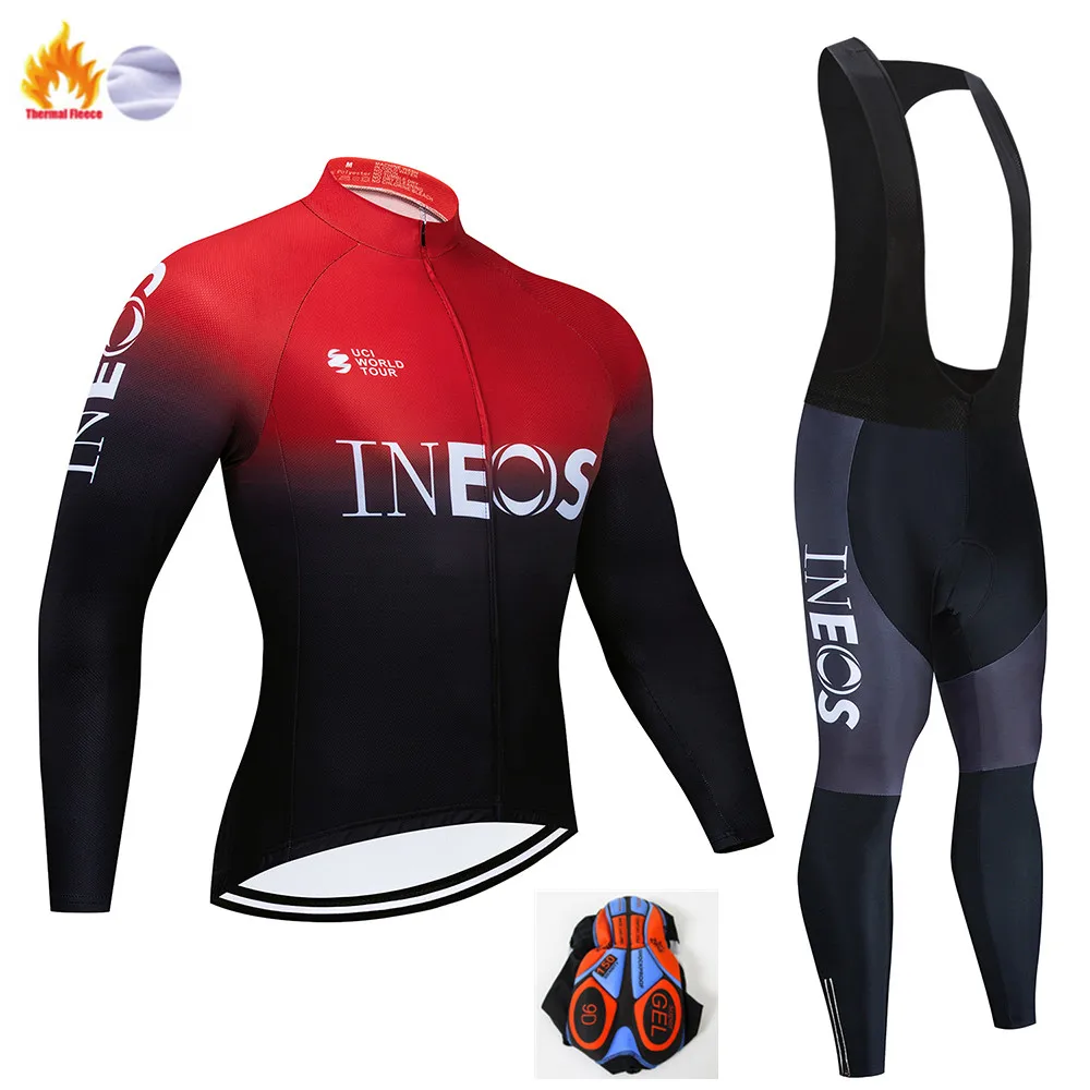 INEOS зимняя одежда для велоспорта с длинным рукавом, одежда для верховой езды, комплект Джерси, Термальный флисовый Майо, Ropa Ciclismo Invierno, сохраняющий тепло - Цвет: Winter Cycling Suit
