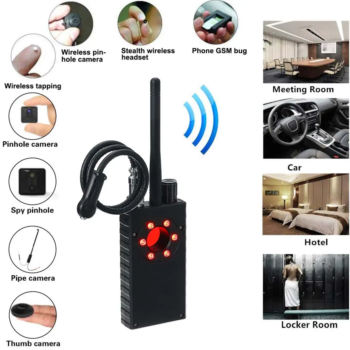 3 IN 1 G-328 Multi-function Anti-spy Detector Camera GSM Audio Bug Finder GPS Signal Lens RF Tracker-Detect Wireless