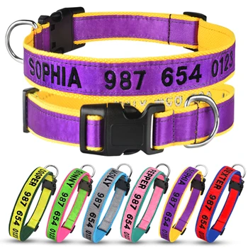 

Embroidered ID Name Tag Customized Dog Collars for Dogs Large Breeds Pet Collar Address Tags for Dogs Personalized Nylon