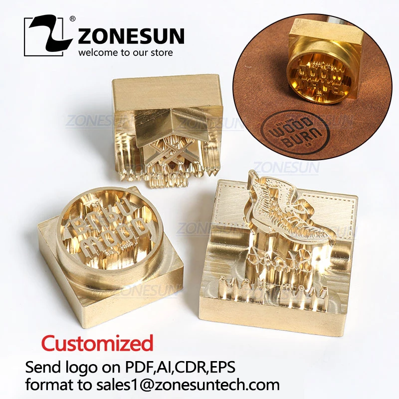 ZONESUN штамп с логотипом на заказ латунная форма кожа дерево полиуретан медь