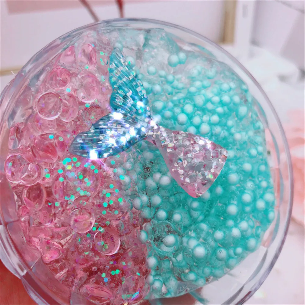 Beautiful Slime Ball Crystal Fluffy Toys Bead Clear Polymer Clay Charms Rising Antistress Girly Heart Pinch Fun#B