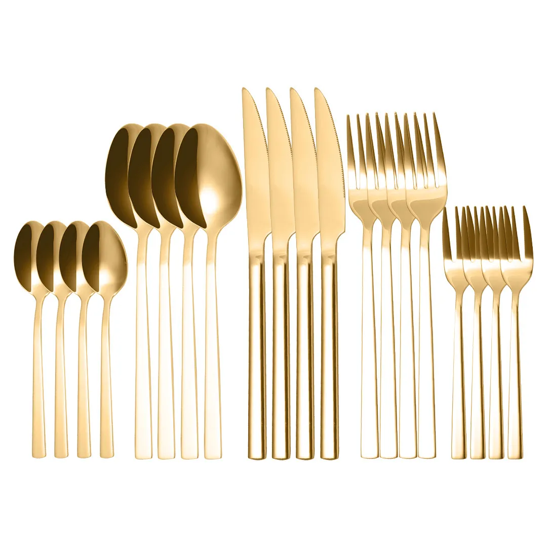 Black Cutlery Set Stainless Steel Cutlery Spoon Fork Knife Black Tableware Dinnerware Set 20 Pieces Dishwasher Safe Eco Friendly