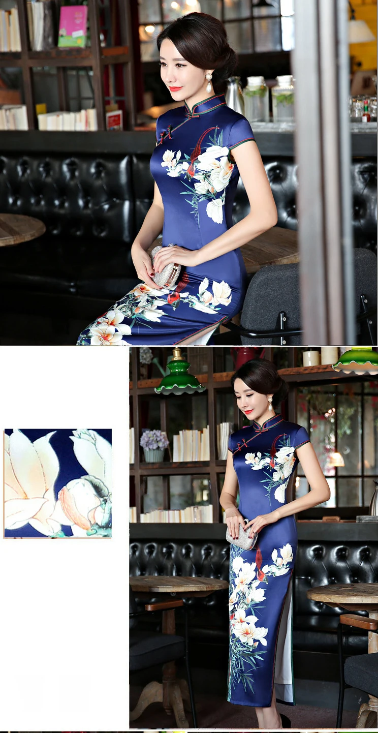 Plus Size 5XL traditional new catwalk show retro stand collar long cheongsam fashion slim high open ceremonial china long Qipao