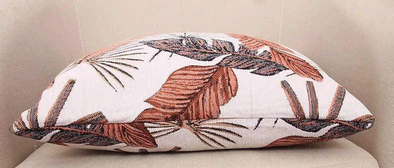 Деревенский стиль Современная наволочка жаккардовый переплетение утолщение синель лист шаблон Наволочка домашний диван художественное украшение 1 шт