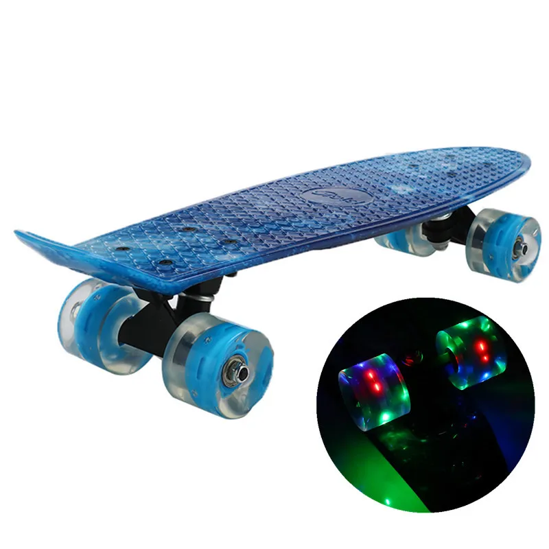 Скейтборд Pennyboard мини круизер светодиодные светящиеся колеса пластиковый Galaxy