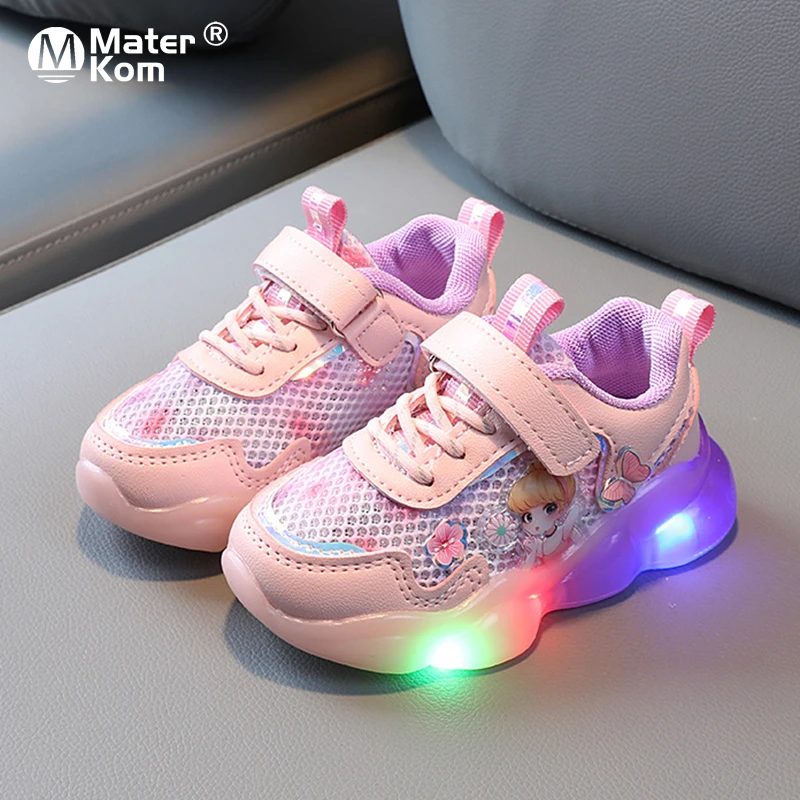 Zapatos de princesa luces Led para zapatillas luminosas, transpirables y brillantes, tenis, talla 21 30|Zapatillas deportivas| - AliExpress