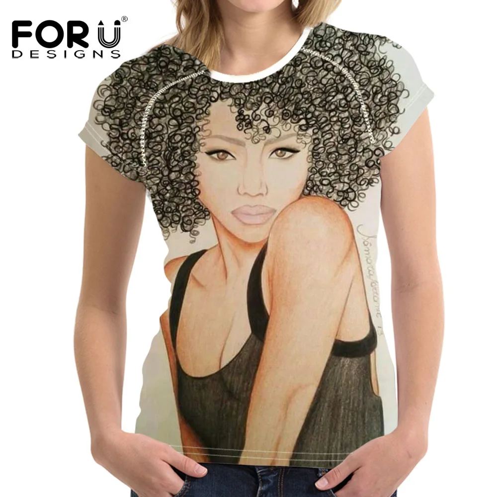 Poleras Mujer De Moda Футболка женская размера плюс АФРИКАНСКАЯ ДЕВУШКА 3D принт короткий рукав круглый вырез Футболка дешевая футболка Vestidos - Цвет: ZBH006BV