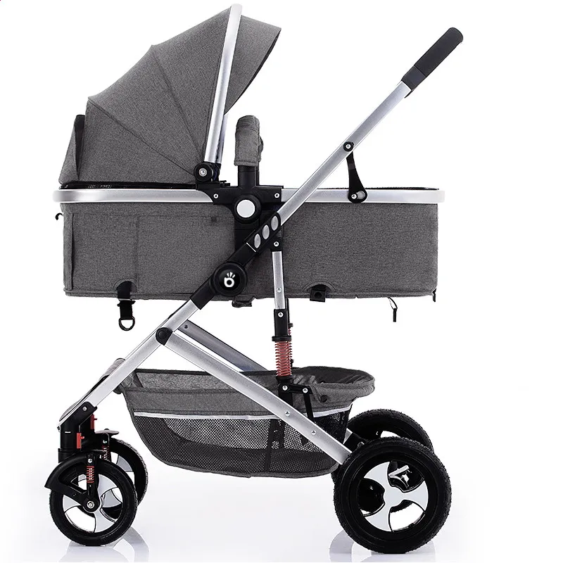 Steel 4Rubber Gray Многофункциональная Регулируемая легкая Роскошная детская коляска 3 в 1, складная переносная коляска для мамы, розовая коляска для путешествий - Цвет: Steel 4Rubber Gray