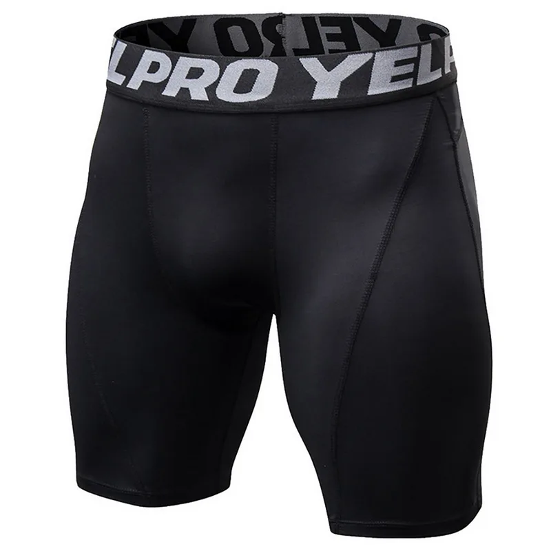 Трендовые мужские Компрессионные шорты, короткие облегающие шорты для бодибилдинга, дышащие мужские шорты с карманами для фитнеса - Цвет: black