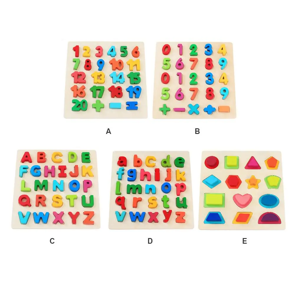 Kids Wooden Puzzle Toys Baby Hand Grasp Digital Letters Shape 3D Puzzles Early Educational Learning Toys For Children Gifts