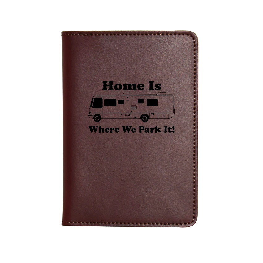 Engraved Picture Camping RV Home Park Passport Wallet Travel Cover Leather Credit Card Holders Purse Passport Cover Holders