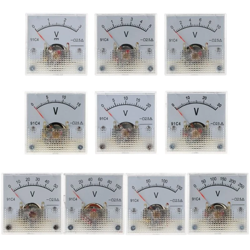 Medidor de voltaje de Panel analógico, 91C4 voltímetro de CC, puntero mecánico tipo 3/5/10/15/20/30/50/100/150/250V, 83XA