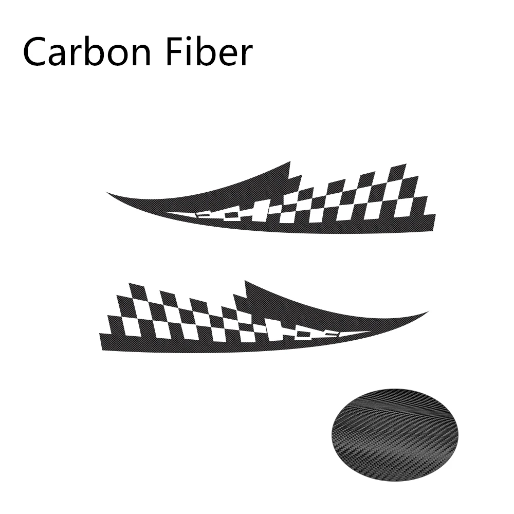 Carbon Fiber 2 шт. 17x77 см наклейки на капот автомобиля виниловая пленка авто гоночный Спорт Стайлинг наклейки все модели автомобиля Тюнинг аксессуары - Название цвета: Carbon Fiber