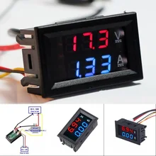 Medidor de voltaje Digital Dc100V 10A, voltímetro, amperímetro, Led azul + rojo, pantalla LED Dual, herramienta de voltímetro, piezas de repuesto, 1 ud.