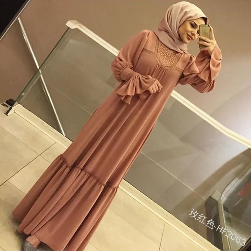 rose red Элегантные мусульманские плиссированные Абаи Maxi Dress Vestidos кардиган-кимоно с длинным халаты Jubah Ближнего Востока Рамазан мусульманская одежда для Дубай - Цвет: rose red