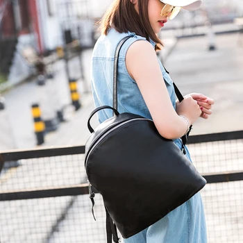 

Genuine Leather Women Backpack Preppy Style School Backpack Bag For College Simple Design Casual Daypacks Mochila Female