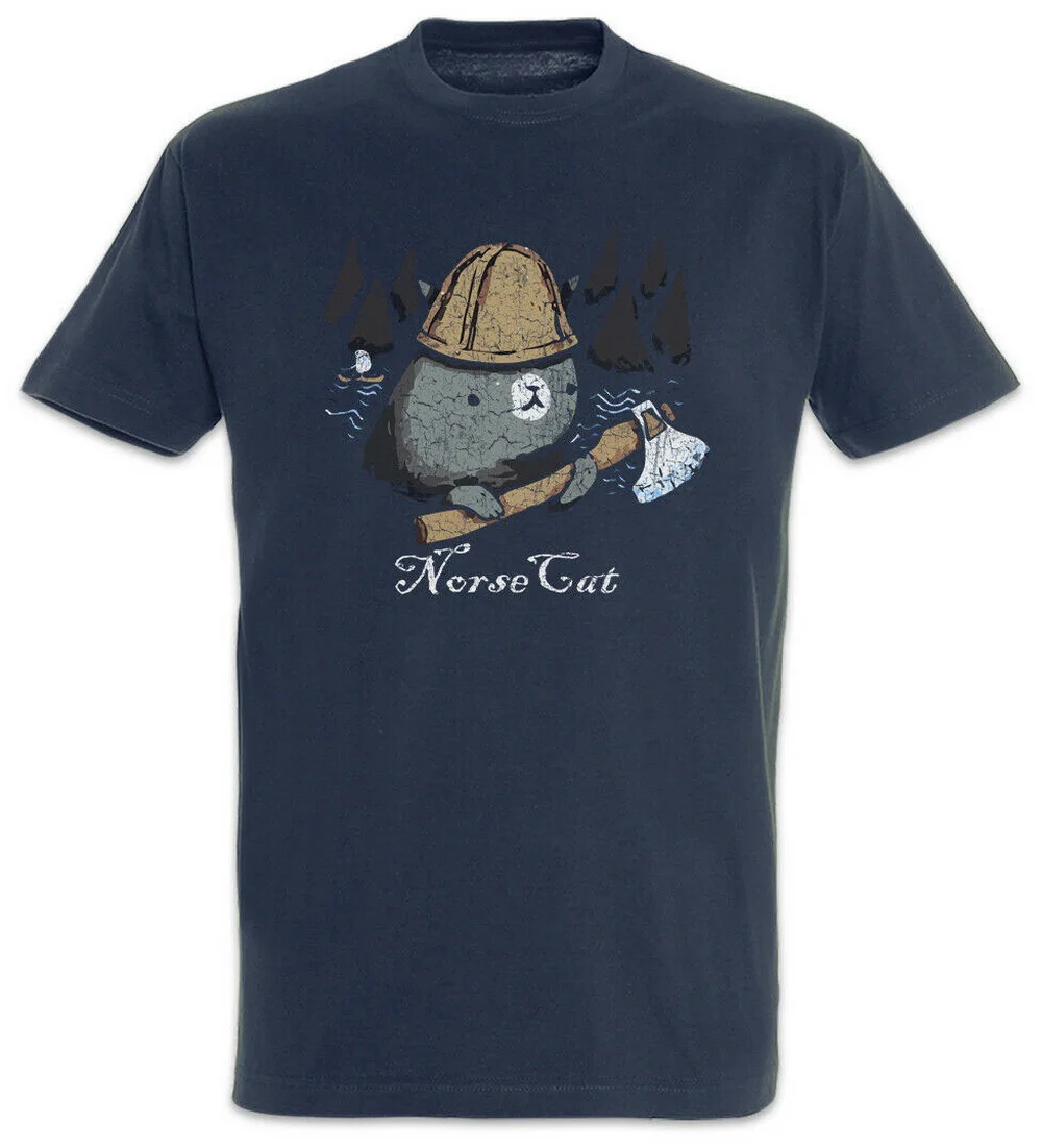 Norse Cat Футболка Vikings Cats Love Norsemen Fun Valhalla Valhall Odin хлопок свободный размер Топ Топы |
