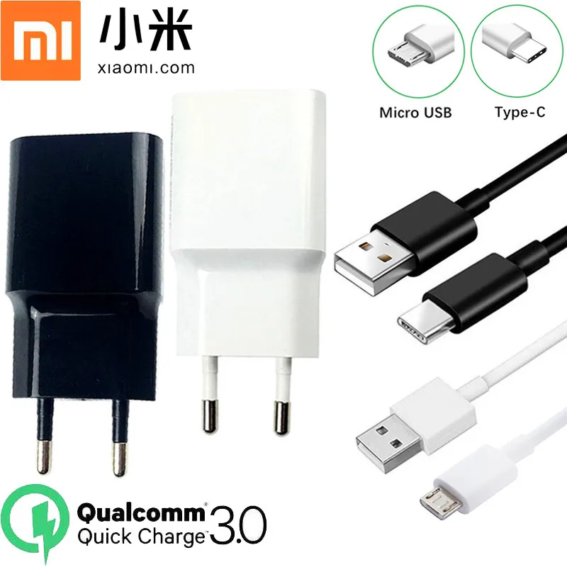 Быстрое зарядное устройство Xiaomi QC 3 0 адаптер для быстрой зарядки Usb кабель Mi 8 9 SE 10