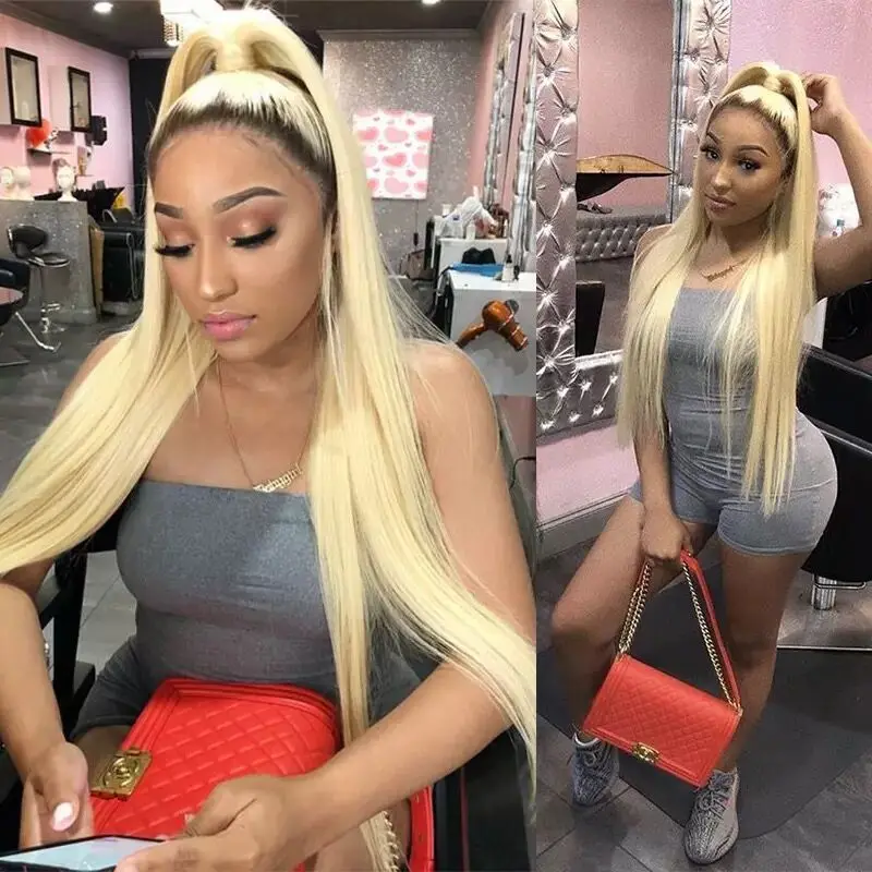 1B 613 Ombre Closure Wig 4x4 Brazilian Straight Glueless Honey Blonde 8 - 34 Inch Cheap Colored Human Hair Wigs | Шиньоны и парики