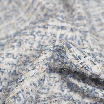 

Blue and white beaded and scented Tweed fabric for high-end women's tailoring