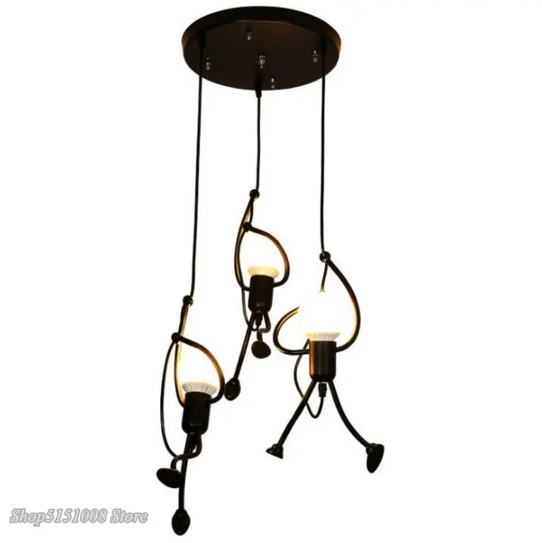 Online Kreative Wenig Mann Anhänger Lichter Klettern Anhänger Lampe für Kinder Zimmer Hängen Lampe Metall Schnur Anhänger Lampen Kunst Dekoration