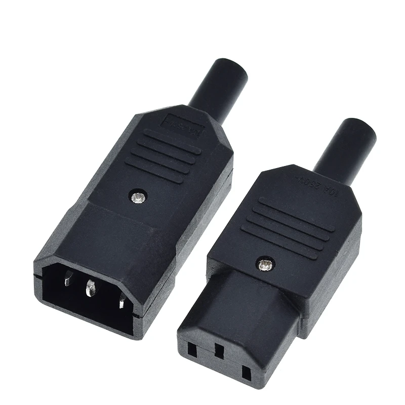 TZT 1/3PCS IEC Gerade Kabel Stecker Stecker C13 C14 10A 250V Schwarz weibliche & männliche Stecker wiederverdrahtbare Power Stecker 3 pin AC Buchse – Detail 5