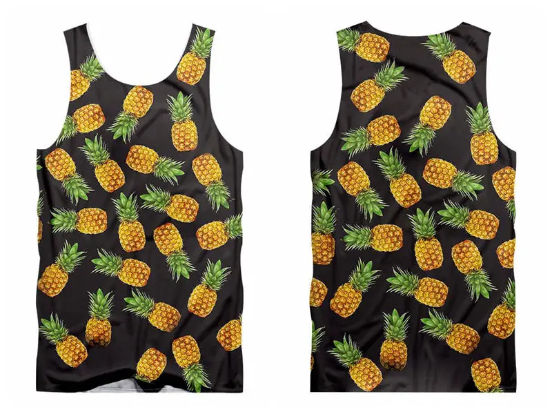 Unisex 3d tank tops Забавный жилет с 3d принтом, милый желтый маленький ананас, мужские и женские безрукавки, повседневные черные безрукавки, дизайн, мужской жилет - Цвет: Unisex 3d tank tops