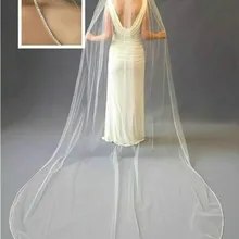 3 м Соборная свадебная вуаль с кристаллами по краям на заказ 1 ярус Фата невесты с гребнем